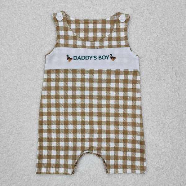 SR2303 RTS baby boy clothes daddy’s boy summer duck embroidery romper