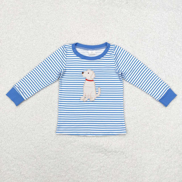 BT0808 RTS toddler boy clothes dog pubby embroidery boy winter top t-shirt