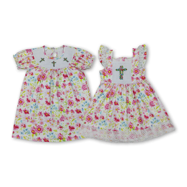 RTS Matching clothing kids embroidery Cross print clothing girl easter summer  clothing-2026.4.1