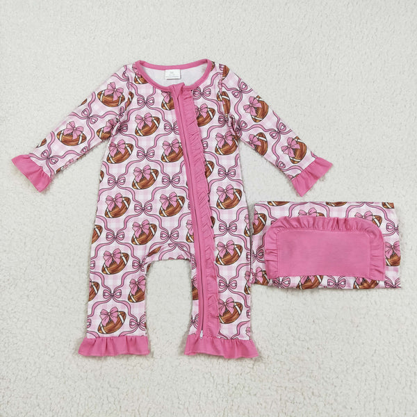 LR2361 RTS baby girl clothes football girl winter  romper zip romper