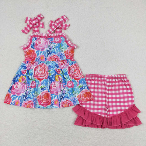 GSSO0700 RTS baby girl clothes purple floral toddler girl summer outfits