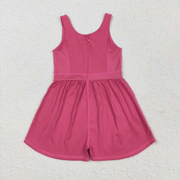 SR3022 RTS baby girl clothes pink girls summer jumpsuit yoga clothes atheletic clothes