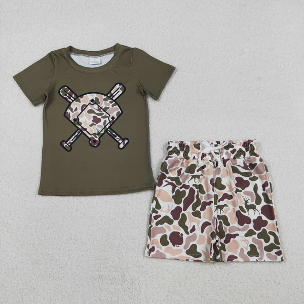 RTS baby clothes  baseball print boy summer shorts set-2025.12.9