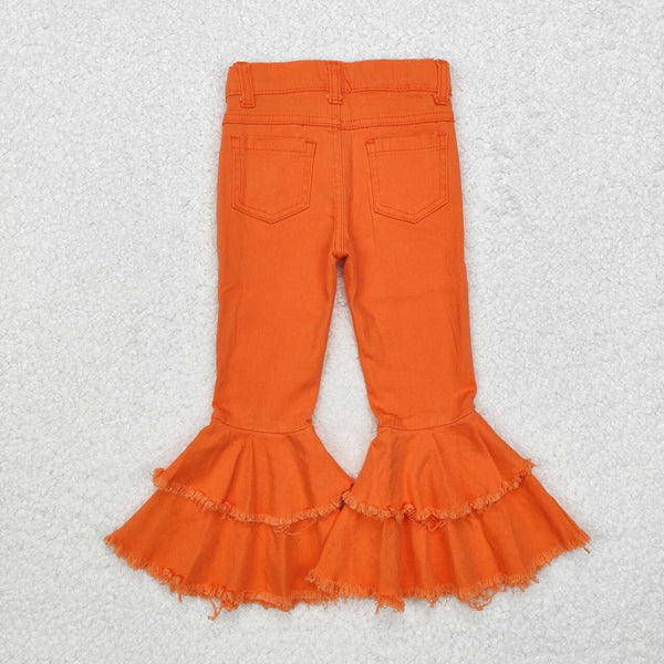 E1-11 RTS baby girl clothes orange girl halloween clothes toddler bell bottom jeans