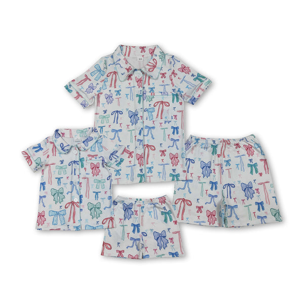 RTS toddler clothes matching bows print clothing  mommy kids 4th of July clothes-2025.11.11