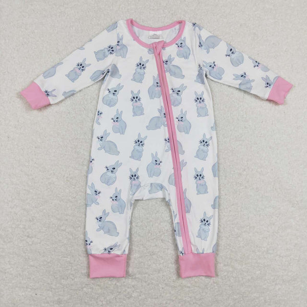 LR0836 baby girl clothes bunny rabbit girl easter romper