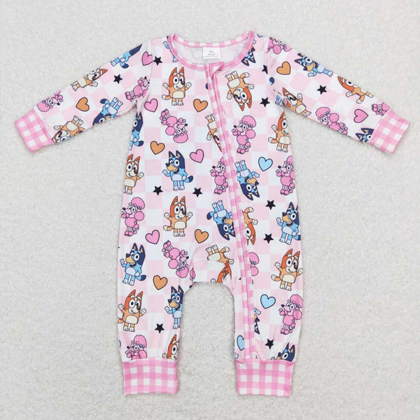 LR0870 baby girl cartoon baby dog valentines day romper