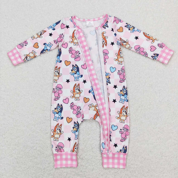 LR0870 baby girl cartoon baby dog valentines day romper