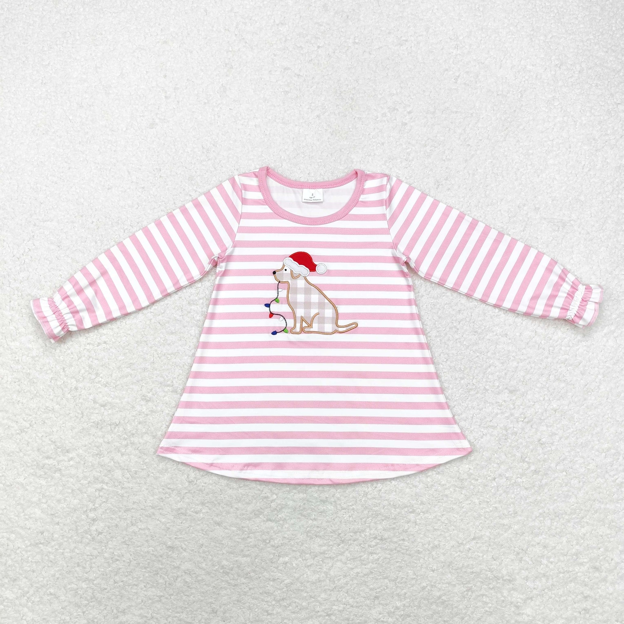 GT0659 RTS toddler girl clothes dog girl christmas winter top shirt embroidery