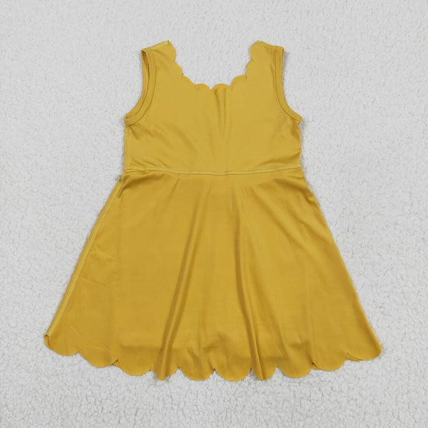 GSD2373 RTS girl clothes yellow girl summer dress yoga clothes atheletic clothes