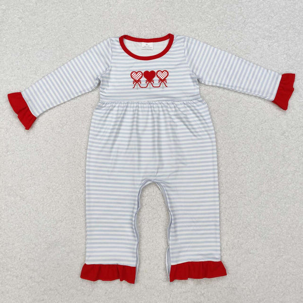 LR1925 RTS baby girl clothes love girl valentine's day winter romper-embroidery