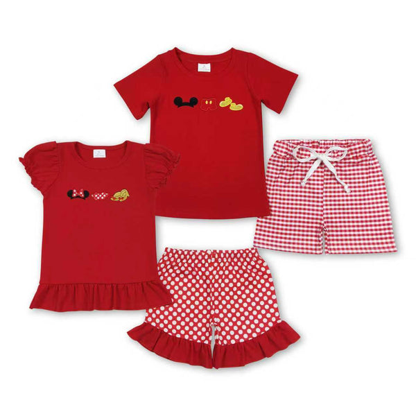RTS kids matching clothing embroidery cartoon mouse print clothing baby summer clothing-2026.3.3