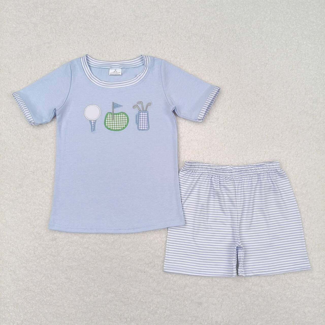 BSSO0686 RTS baby boy clothes embroidery golf toddler boy summer outfits