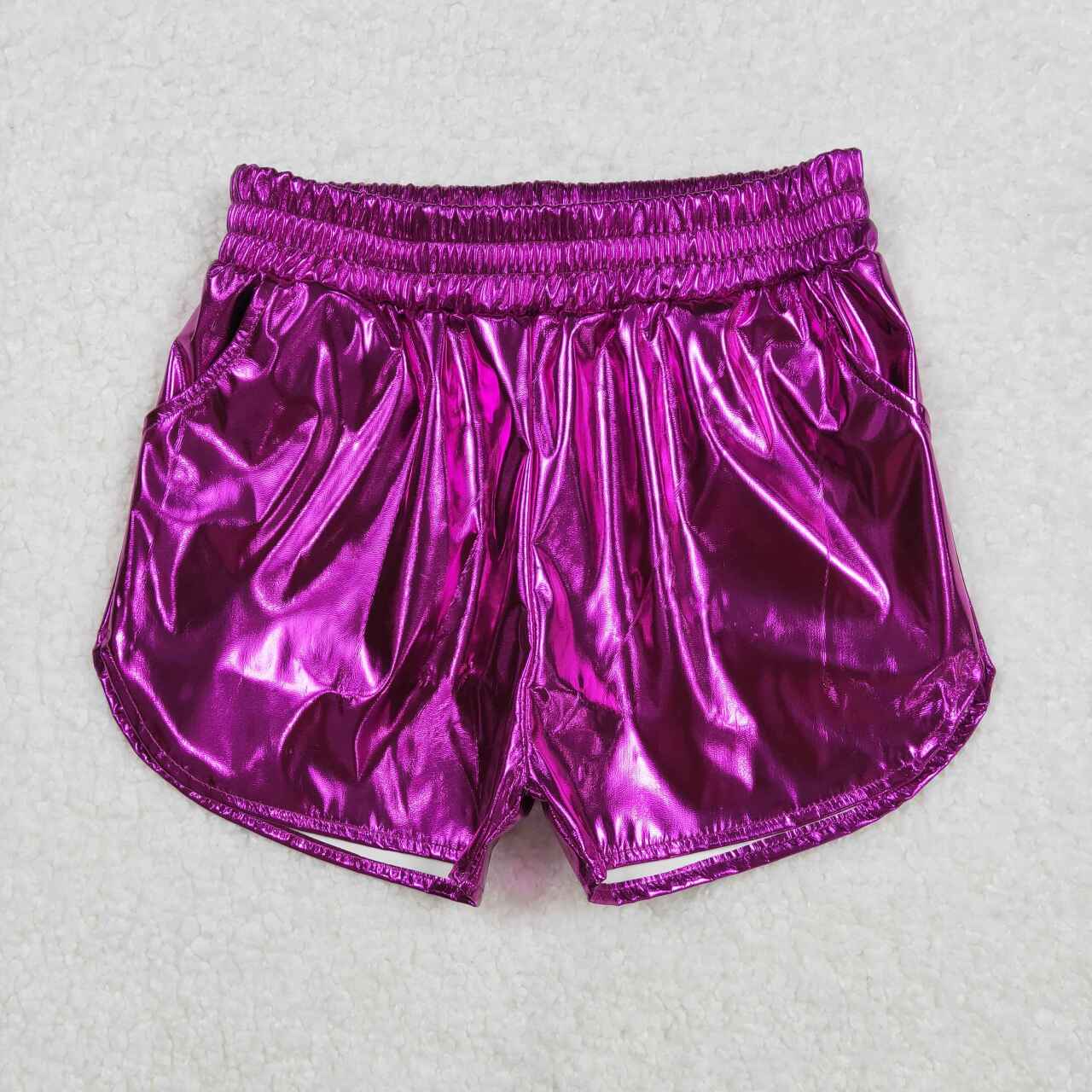 SS0412 RTS girl clothes purple leather girl summer shorts Mardi Gras Clothing