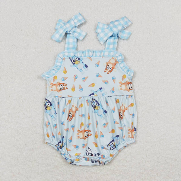 SR1113 baby girl clothes blue ice cream cartoon dog  toddler girl summer bubble
