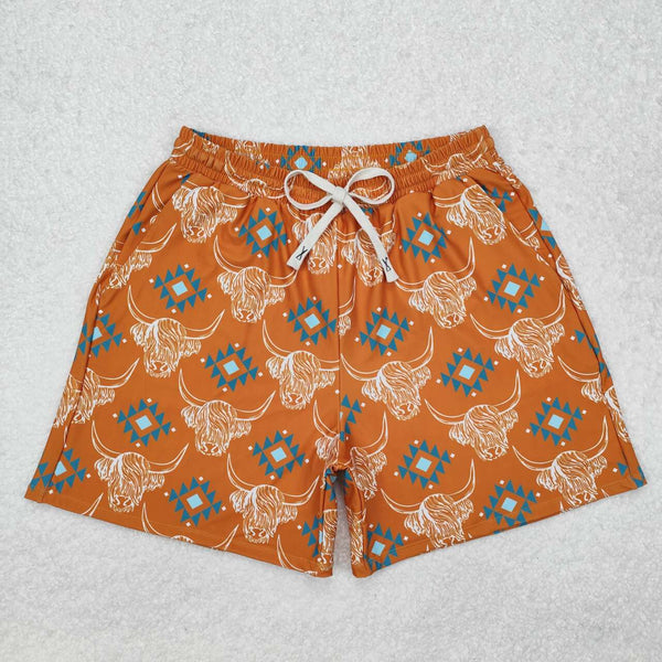 RTS Dad and me matching swim shorts western hignland cow swim shorts bottom 15