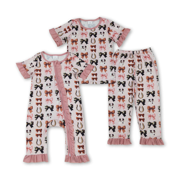 RTS kids matching clothing cowboy bows print clothing girl fall clothing-2025.7.4