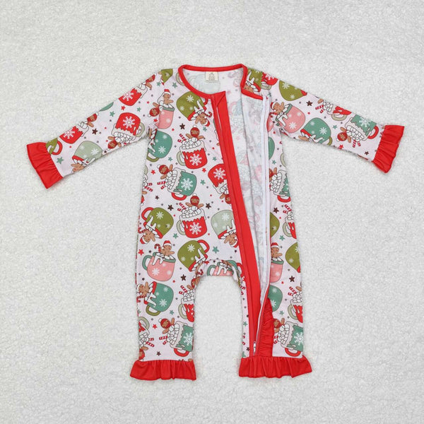 LR1509 RTS baby girl clothes gingerbread man girl christmas romper-bamboo