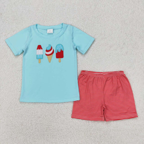 BSSO1269 RTS boy clothes popsicles toddler boy 4th of July Patriotic summer outfit