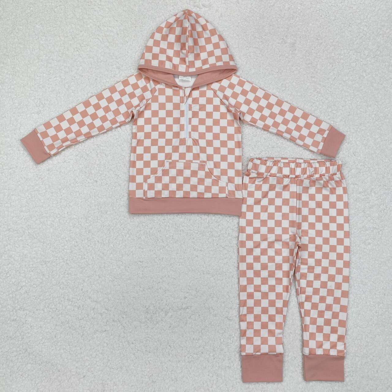 GLP1989 RTS  toddler girl clothes yellow gingham  girl  winter set hoodies set plaid