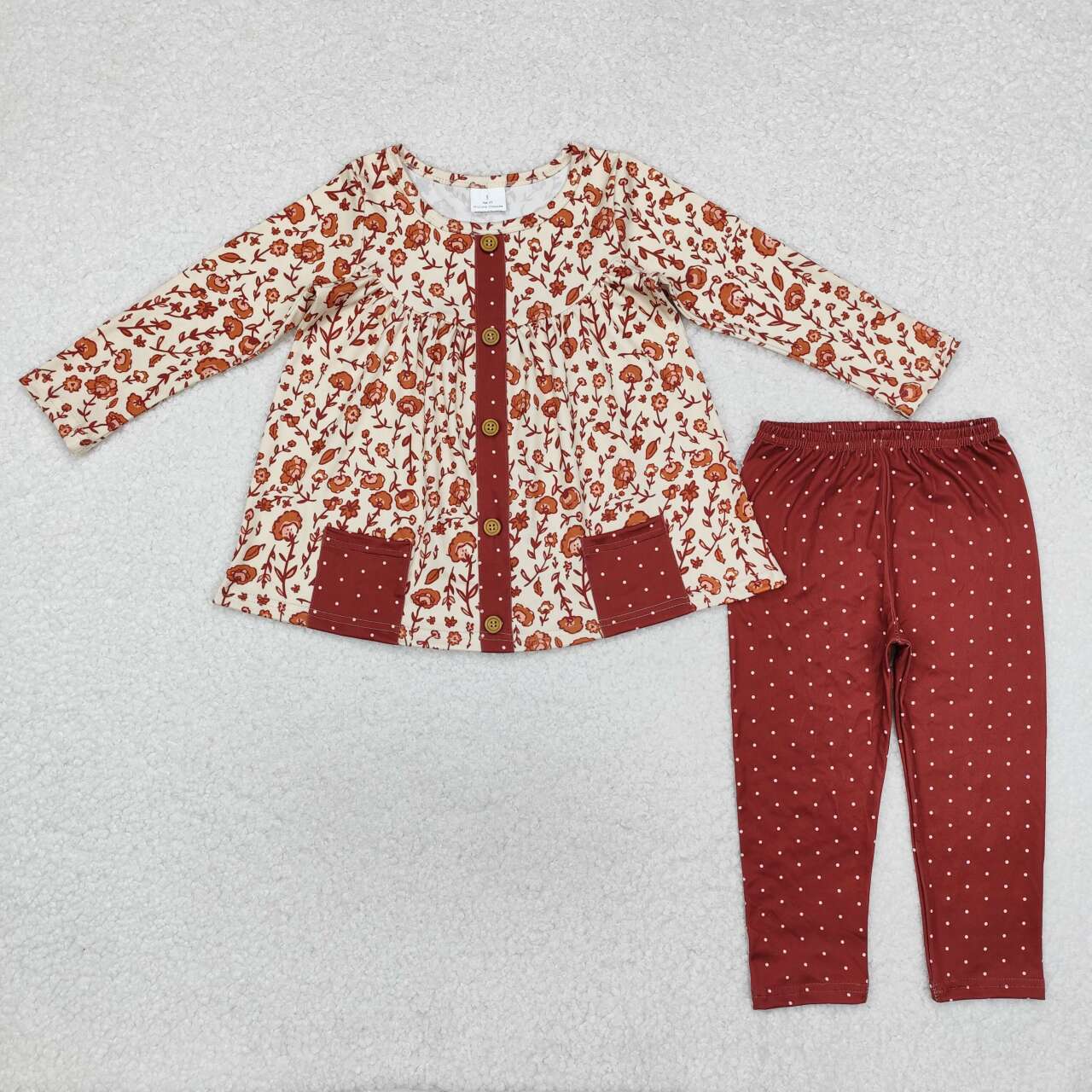 GLP1894 RTS toddler girl clothes brown floral girl winter set