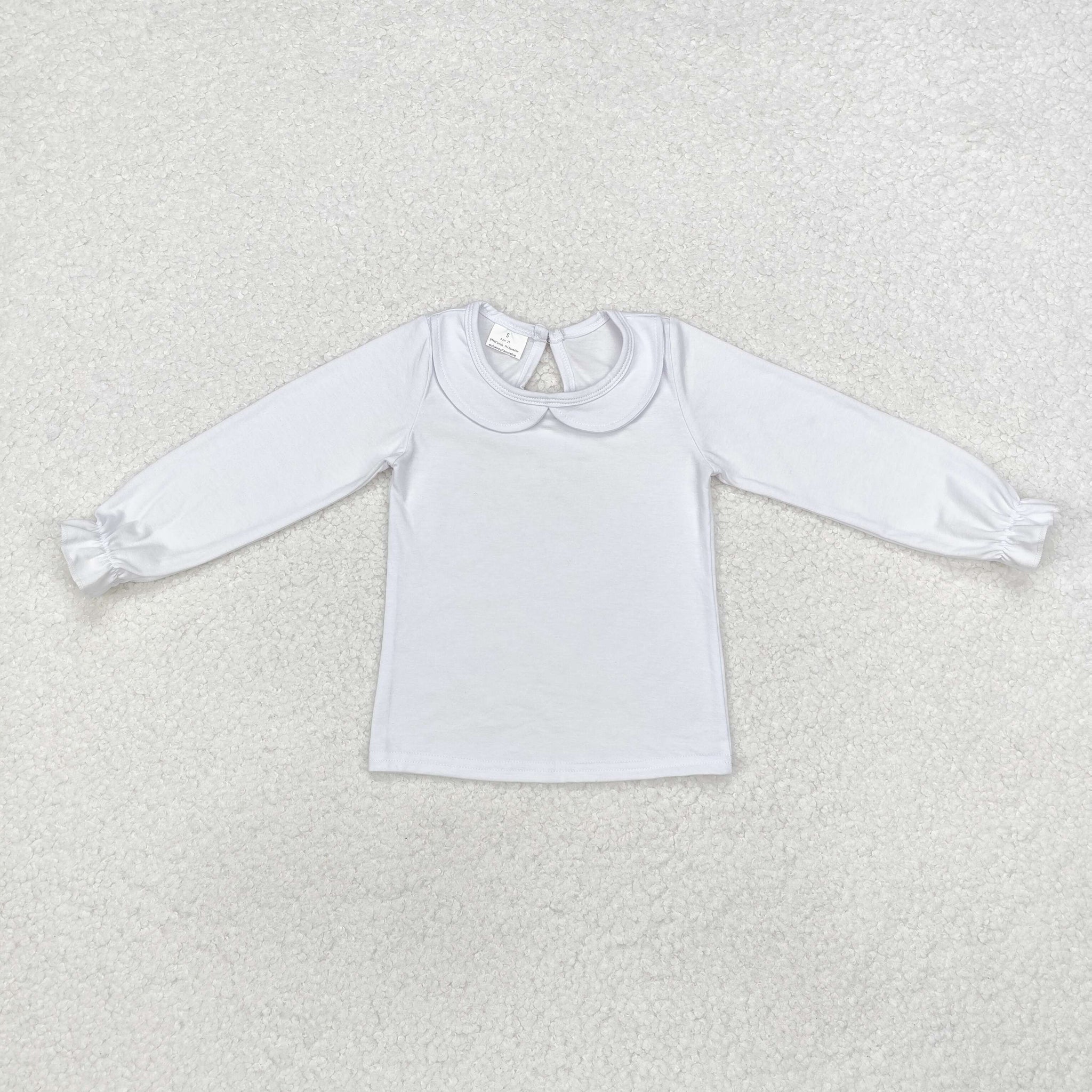 GT0710 RTS toddler girl clothes cotton white girl winter top shirt