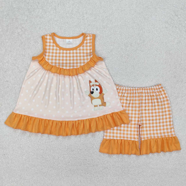 GSSO2123 RTS girl summer clothes cartoon dog girl summer shorts set