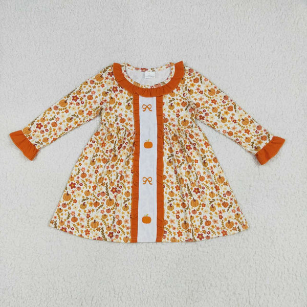 GLD1058 RTS toddler clothes pumpkin dress girl halloween dress