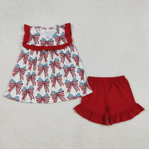 GSSO2019 RTS girl clothes bows girl 4th of July Patriotic summer outfit