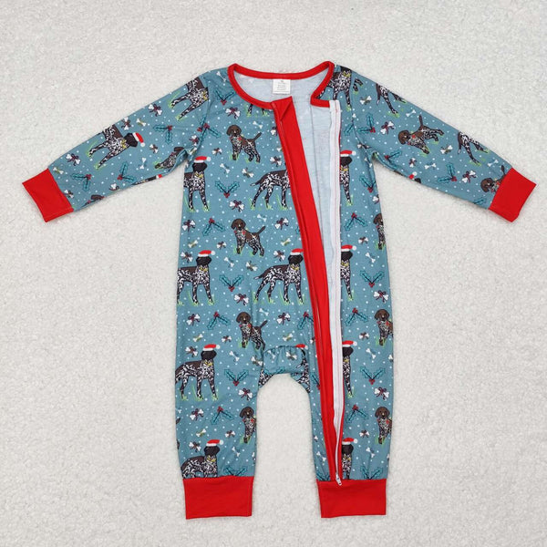 LR1768 RTS baby boy clothes hunting dog boy christmas winter romper-bamboo