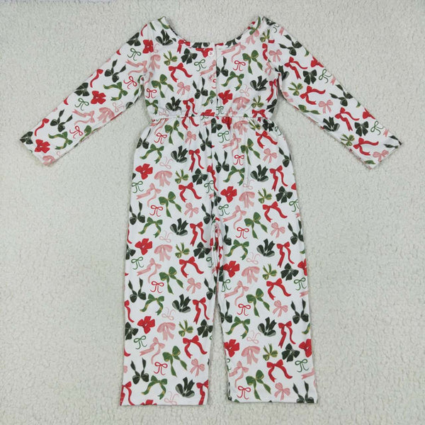 LR2192 RTS girl clothes bows girl winter christmas jumpsuit