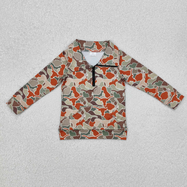 BT1069 RTS toddler boy clothes camo boy winter zip shirt top