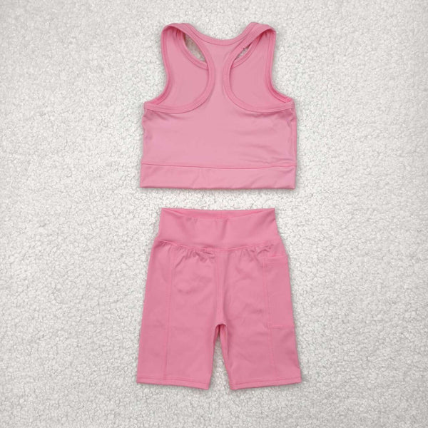 GSSO1516 RTS girl clothes pink toddler girl yoga summer outfit