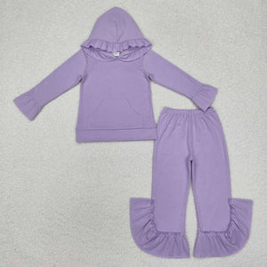 GLP2060 RTS baby clothes purple hoodies set toddler winter outfit