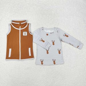 BT0858 RTS toddler boy clothes hunting boy winter set-embroidery