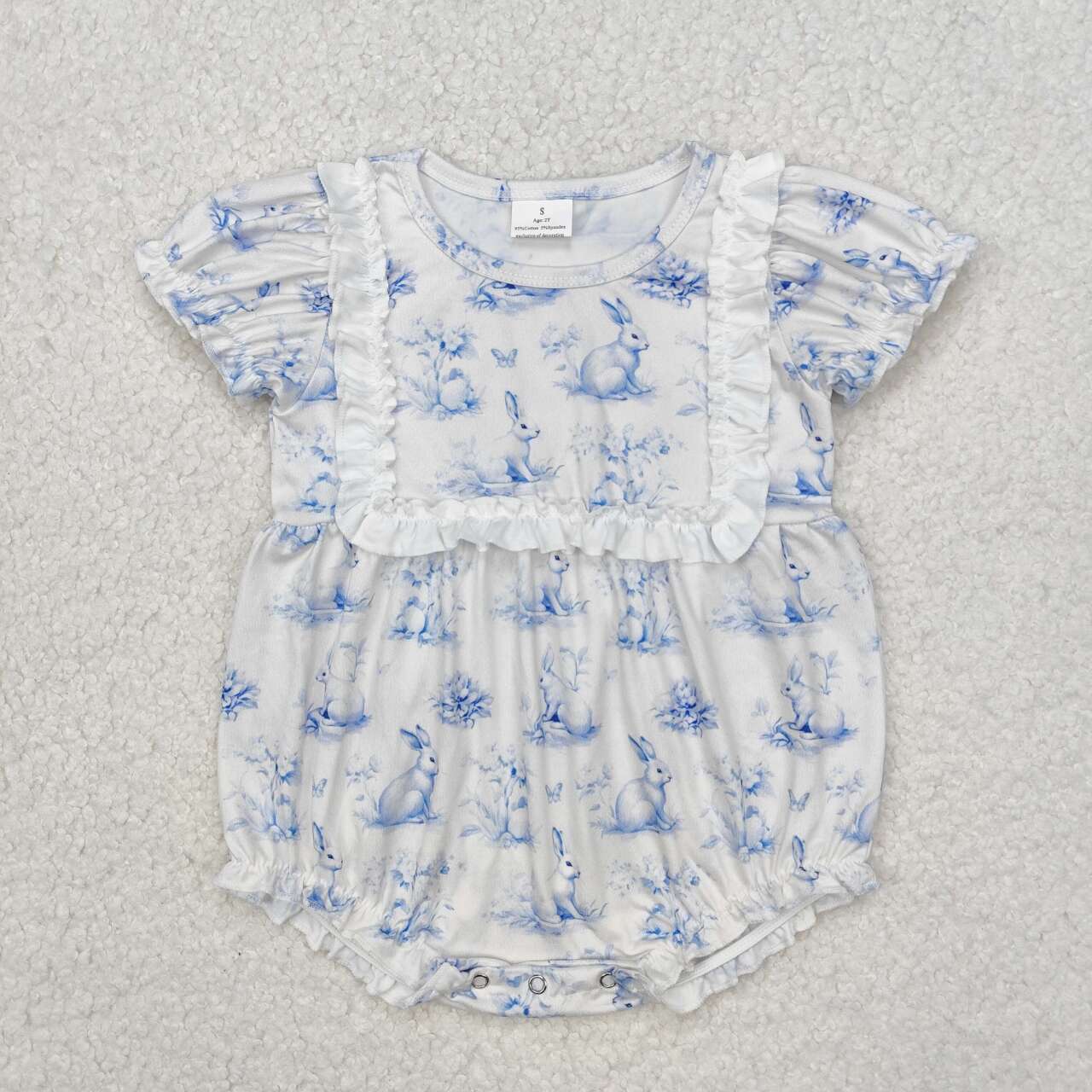 SR2143 RTS baby girl clothes blue rabbit girl easter bubble