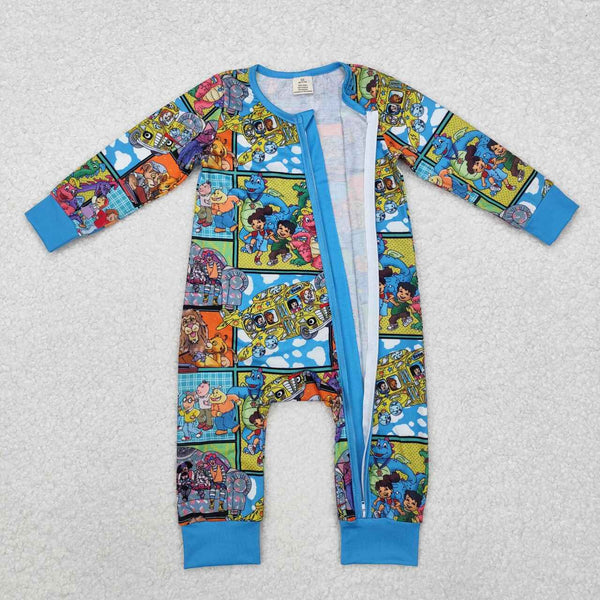 LR2040 RTS baby boy clothes cartoon blue boy winter romper zip romper