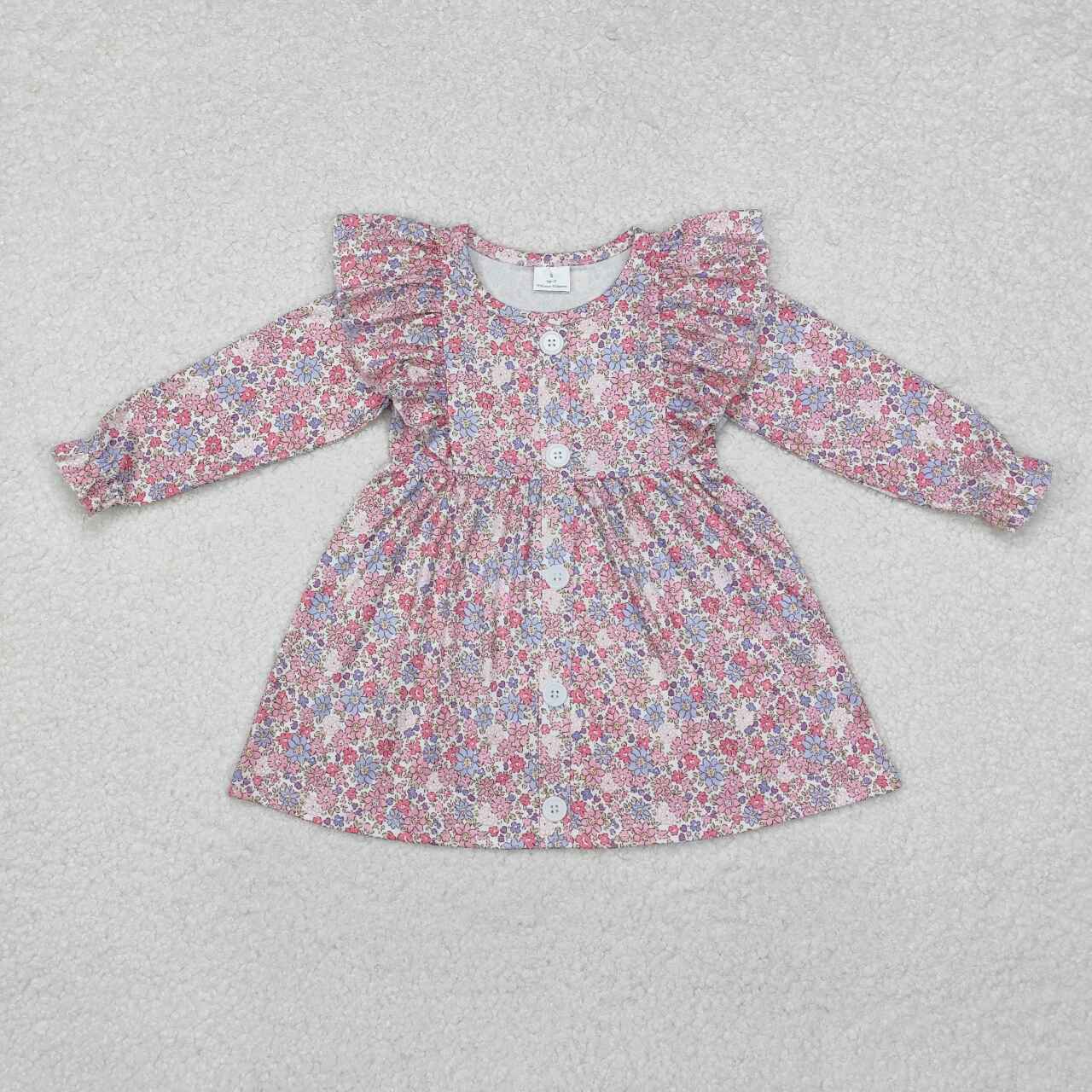 GLD0857 RTS toddler girl clothes floral girl winter dress