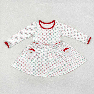 GLD0779 RTS toddler girl clothes santa claus girl winter christmas dress embroidery