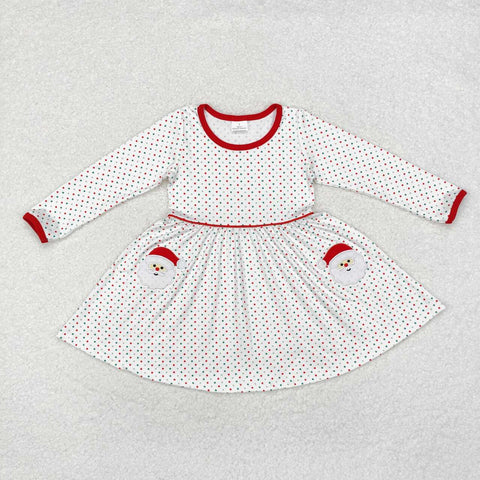 GLD0779 RTS toddler girl clothes santa claus girl winter christmas dress embroidery