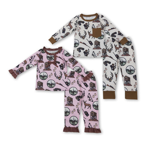 RTS kids matching clothing hunting print clothing baby winter pajamas clothing-2025.11.26