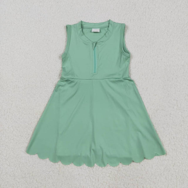 GSD2089 RTS girl clothes green girl summer dress yoga clothes atheletic clothes