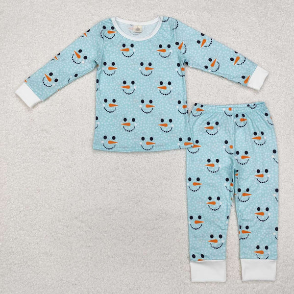 BLP0543 RTS baby boy clothes blue boy christmas pajamas set-bamboo