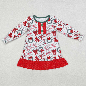 GLD0855 RTS toddler girl clothes bows girl winter christmas dress