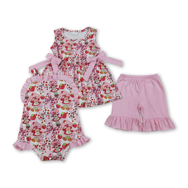 RTS Matching kids clothing strawberry print clothing baby girl summer clothing-2026.4.1
