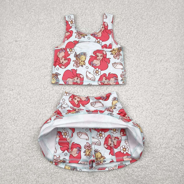 GSD2354 RTS girl clothes princess cartoon girl summer dress yoga clothes athletics sports clothes