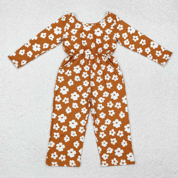 LR1838 RTS baby girl clothes yellow floral girl winter jumpsuit