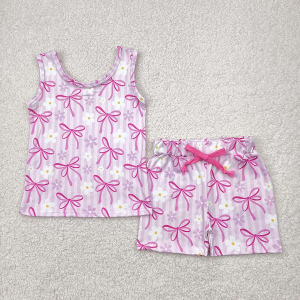 GSSO2479 RTS baby girl clothes pink bows toddler girl summer outfit