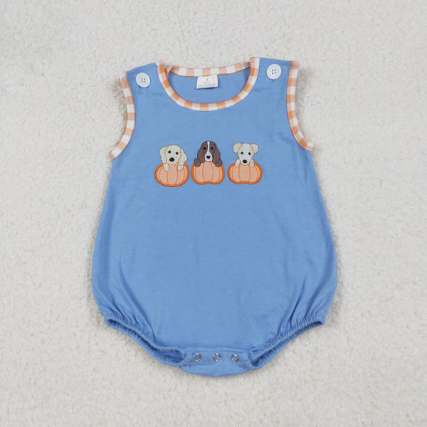 SR3190 RTS baby boy clothes pubby pumpkin boy halloween fall embroidery bubble