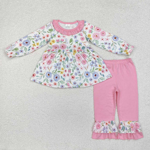 GLP1699 RTS toddler girl clothes pink floral girl winter outfit